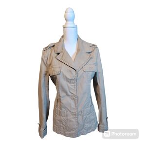 Ann Taylor Brushed Khaki Cargo Summer Jacket Casual Blazer Size L